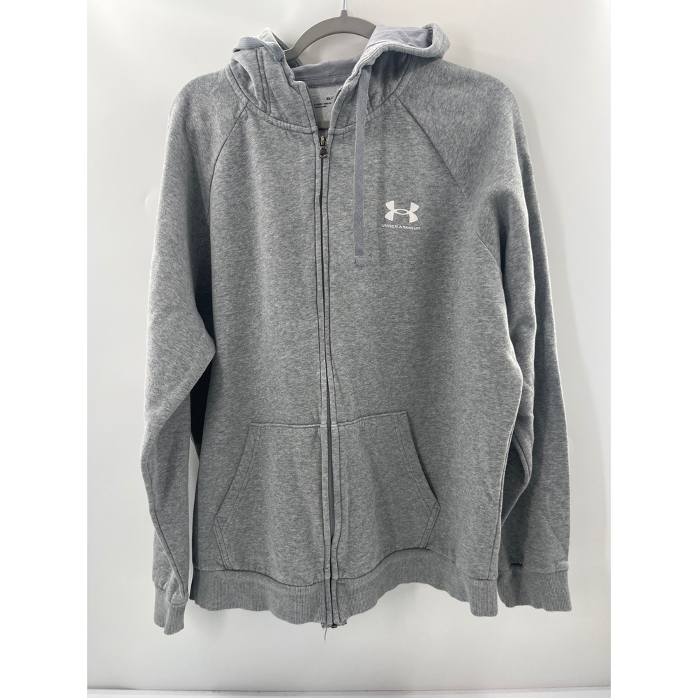 Under Armour Mens Rival Terry Full Zip Hoodie Gray XL Loose Fit Sweatshirt